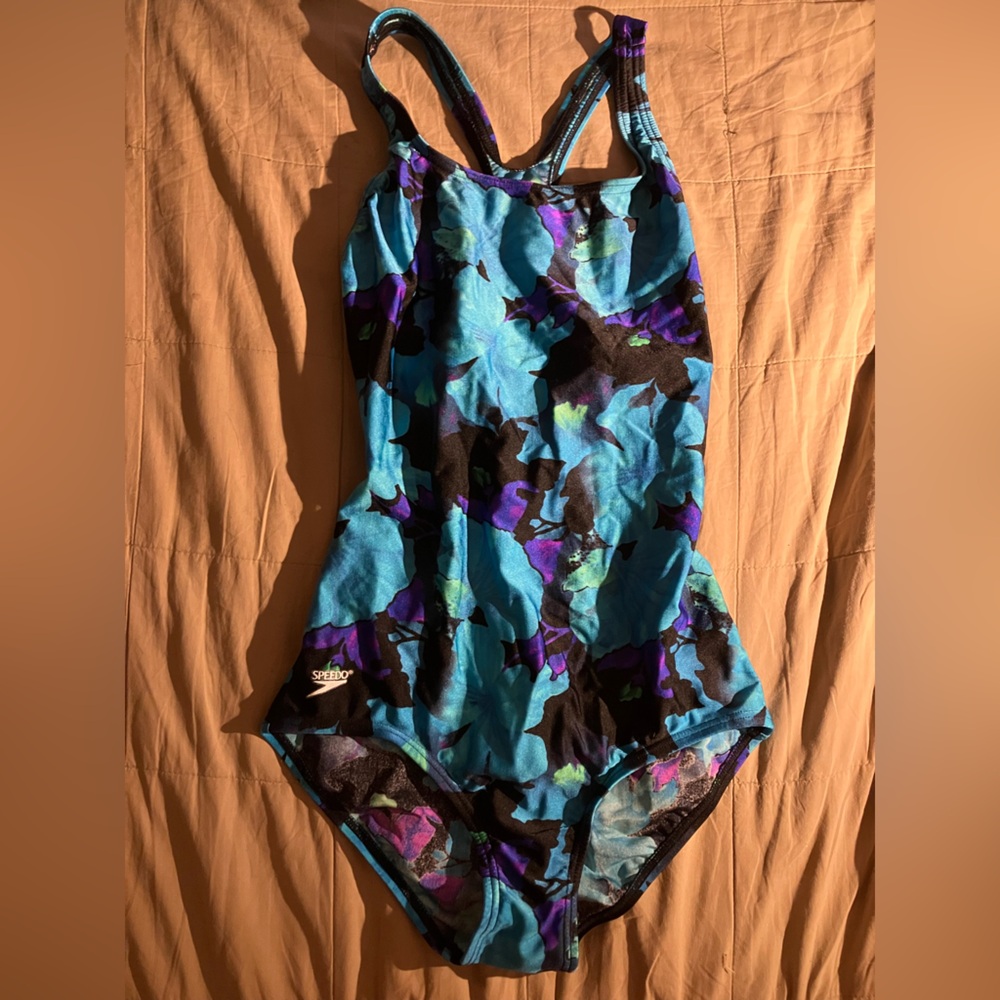 Vintage Speedo Women's One Piece Swimsuit - Blue and Purple